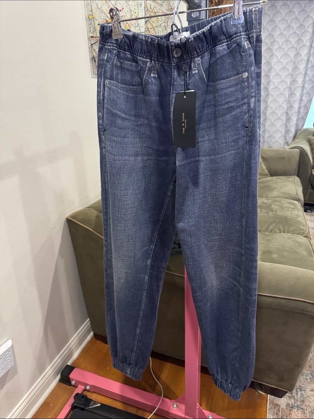 rag & bone Women's Dark Blue Relaxed Denim Joggers
